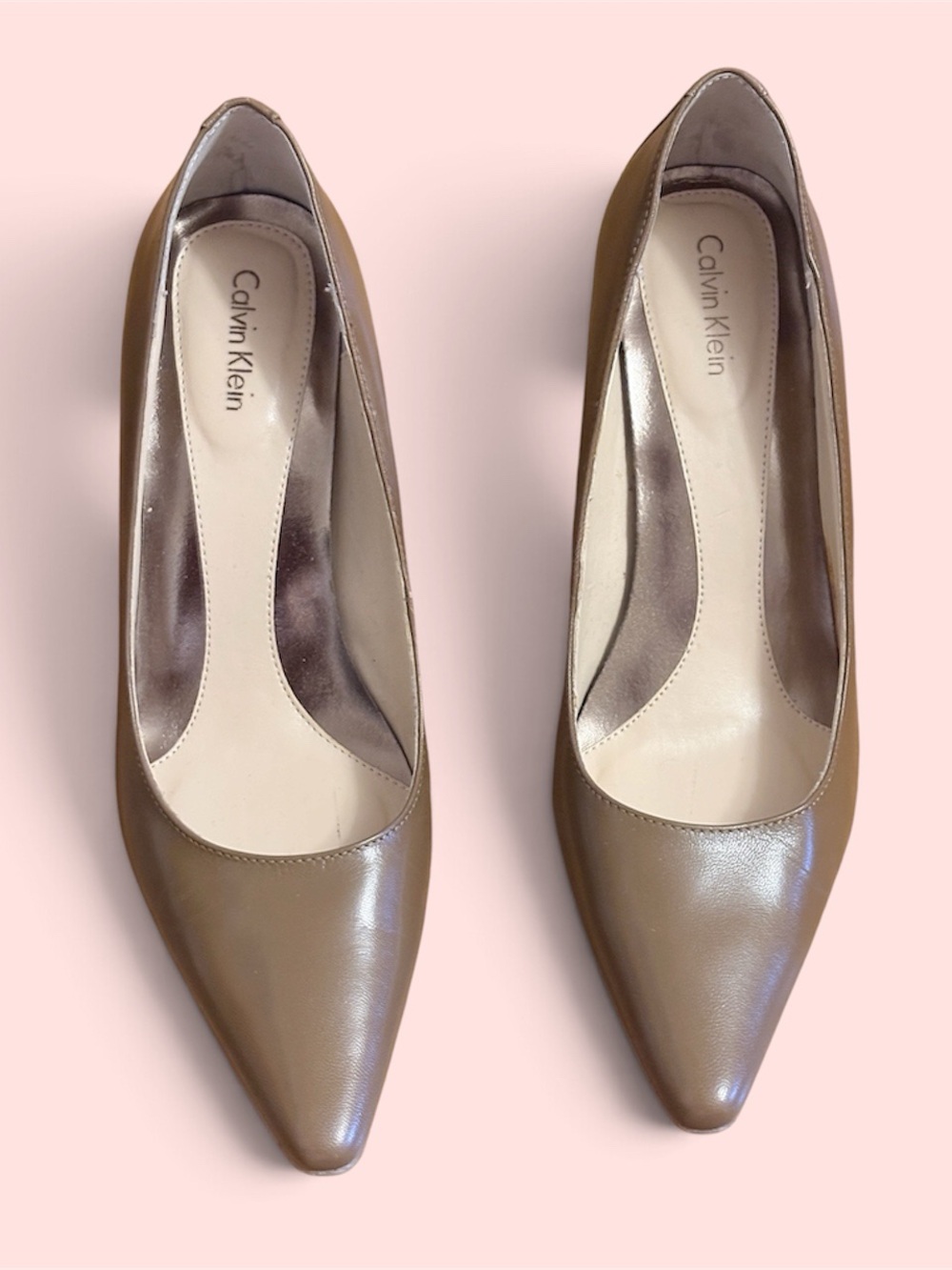 Calvin Klein Women's Pointed-Toe Pumps in Taupe Brown